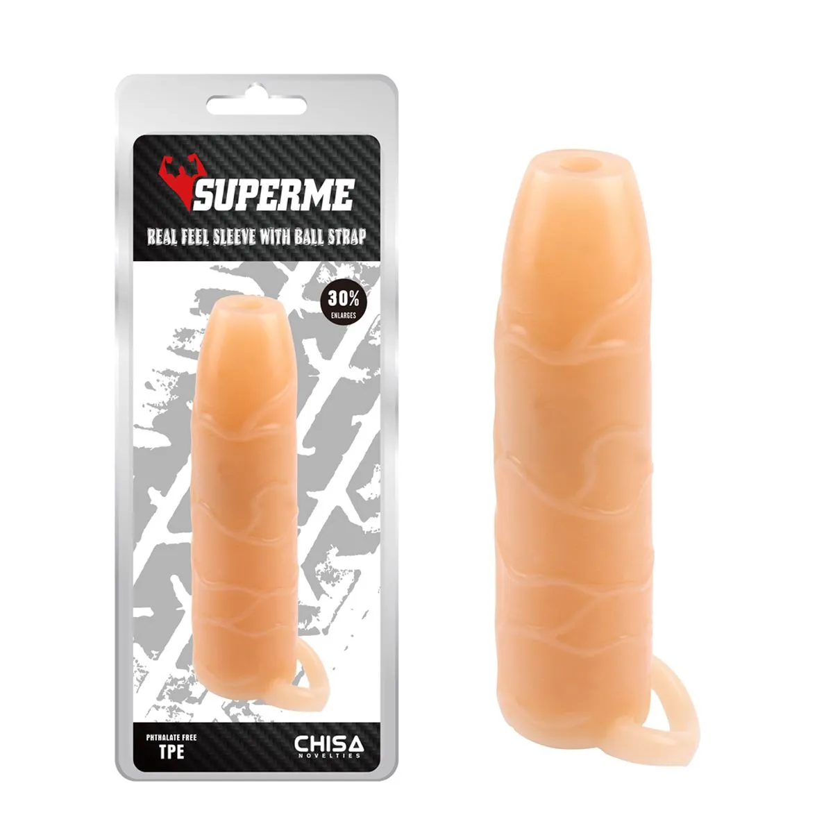 Chisa Novelties - Real Feel Penis Sleeve Met Ball Strap En Open Bovenkant 4 Chisa Novelties - Real Feel Penis Sleeve Met Ball Strap En Open Bovenkant - Afbeelding 2