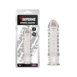 Chisa Novelties - Swirls - Geribbelde Penis Sleeve - Grijs Transparant -Cock & Ball Toys Chisa Novelties Swirls Geribbelde Penis Sleeve Grijs Transparant 3