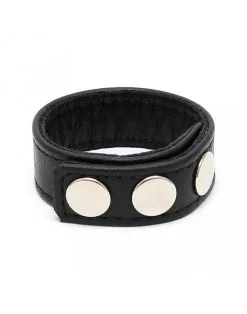 Rimba Bondage Play Lederen Cockring Met Drukknopen