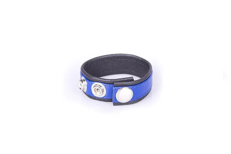 Kiotos Leather Leren Cock Strap - Blauw/Zwart 3 Kiotos Leather Leren Cock Strap - Blauw/Zwart