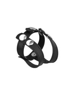 Rimba Bondage Play Leren Penis Band Om De Ballen Te Splitsen, Verstelbaar Met Drukkers