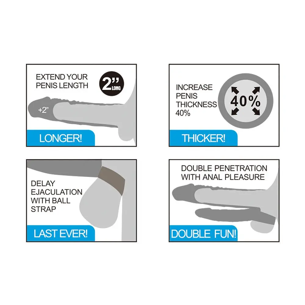 Lovetoy - Pleasure X-tender Dubbele Penis Sleeve - Lichte Huidskleur 6 Lovetoy - Pleasure X-tender Dubbele Penis Sleeve - Lichte Huidskleur - Afbeelding 4