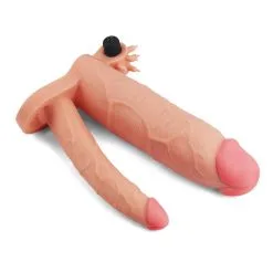 Lovetoy - Pleasure X-tender Vibrerende Dubbele Penis Sleeve 21 En 17 Cm - Lichte Huidskleur -Cock & Ball Toys Lovetoy Pleasure X tender Vibrerende dubbele penis sleeve 21 en 17 cm lichte huidskleur 5