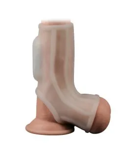 Lovetoy - Vibrerende Rekbare Penis Sleeve Ridge Knights - Wit -Cock & Ball Toys Lovetoy Vibrerende Rekbare Penis Sleeve RIDGE KNIGHTS wit 4