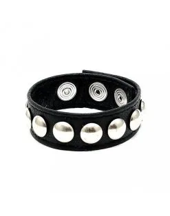 Rimba Bondage Play Luxe Leren Cockring/penis Strap Met Metalen Siernieten - Verstelbaar