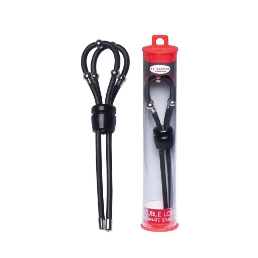 Malesation Double Loop Granate Single - Verstelbare Cockringen En Ball Stretcher - Zwart -Cock & Ball Toys Malesation Double Loop Granate Single verstelbare cockringen en ball stretcher zwart