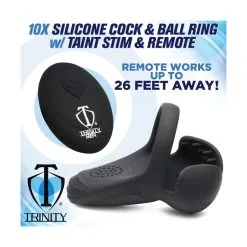 Trinity Vibes Master Series - 10X Silicone Cock & Ball Ring Met Perineum Stimulator & Afstandsbediening -Cock & Ball Toys Master Series 10X Silicone Cock Ball Ring met Perineum Stimulator afstandsbediening 7