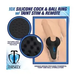 Trinity Vibes Master Series - 10X Silicone Cock & Ball Ring Met Perineum Stimulator & Afstandsbediening -Cock & Ball Toys Master Series 10X Silicone Cock Ball Ring met Perineum Stimulator afstandsbediening 8