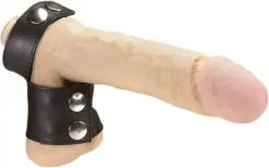 Rimba Bondage Play Penisband Met Ballstretcher Van Leer - Verstelbaar