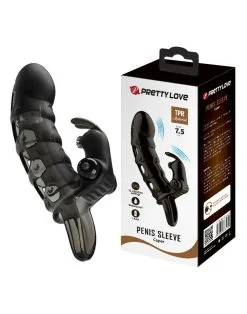 Pretty Love - Penis Sleeve Met Rabbit Clitoris Stimulator Cuper - Zwart 17 Pretty Love - Penis Sleeve Met Rabbit Clitoris Stimulator Cuper - Zwart -Cock & Ball Toys Pretty Love Penis Sleeve met Rabbit Clitoris Stimulator CUPER zwart 8