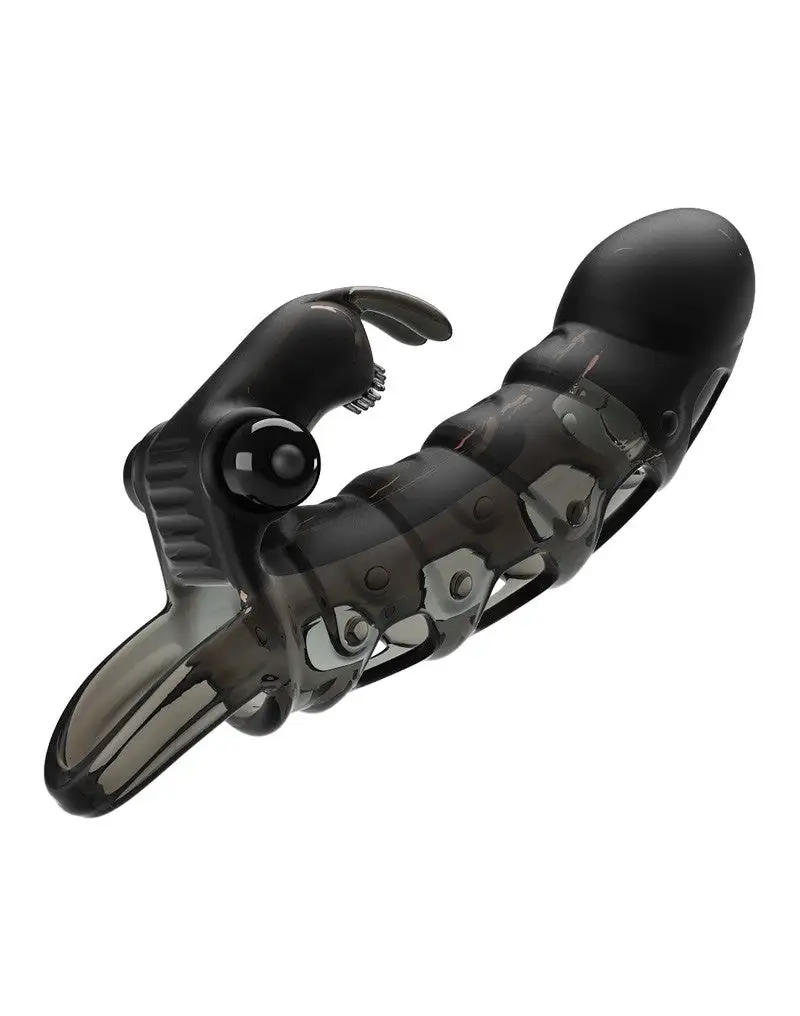 Pretty Love - Penis Sleeve Met Rabbit Clitoris Stimulator Cuper - Zwart 3 Pretty Love - Penis Sleeve Met Rabbit Clitoris Stimulator Cuper - Zwart