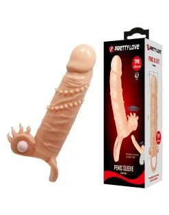Pretty Love - Vibrerende Penis Sleeve Met Clitoris Stimulator Connor - Lichte Huidskleur -Cock & Ball Toys Pretty Love Vibrerende Penis Sleeve met Clitoris Stimulator CONNOR lichte huidskleur 5