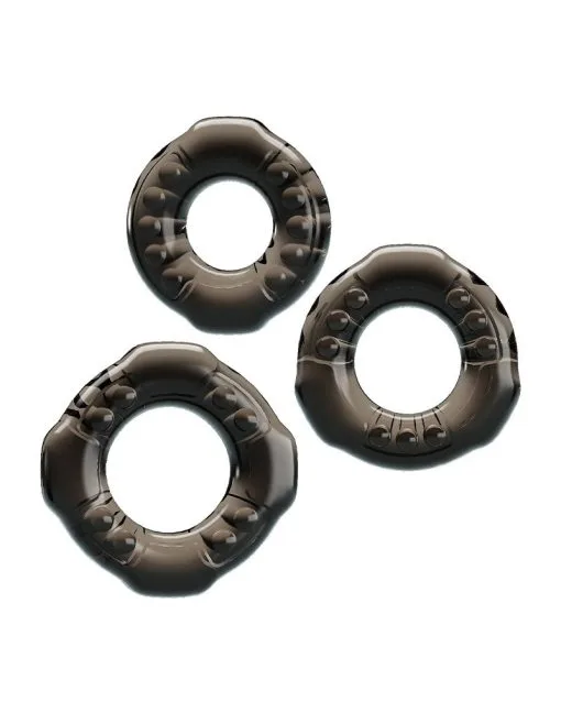 Pretty Love - Yvonne - Set Van 3 Rekbare Cockringen - Zwart Transparant -Cock & Ball Toys Pretty Love Yvonne Set Van 3 Rekbare Cockringen Zwart Transparant