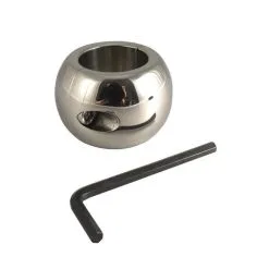 Rimba Bondage Play - Ball Stretcher RVS In Donut Vorm Deelbaar 4 Cm Hoog - 450 Gram