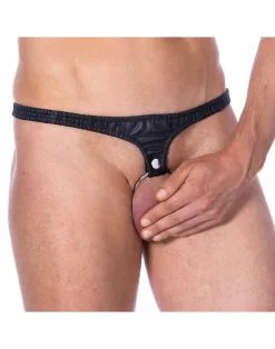 Rimba Bondage Play - Leren Slip Met Verwisselbare Metalen Cockring Van 50 Mm