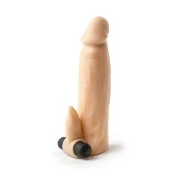 Virgite - Vibrerende Penis Sleeve Die Echt Aanvoelt Met Clitoris Stimulator - 16.2 Cm - Lichte Huidskleur